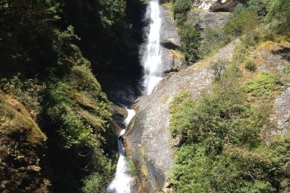 Beautiful waterfall on the way to Namche Bazaar, Everest region