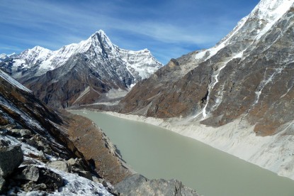 Tsho Rolpa glacier lake in Rolwaling valley.